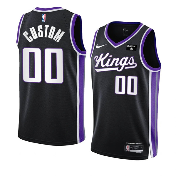 Men's Sacramento Kings Active Player Custom Black 2023/24 Icon Edition Swingman Stitched Basketball Jersey